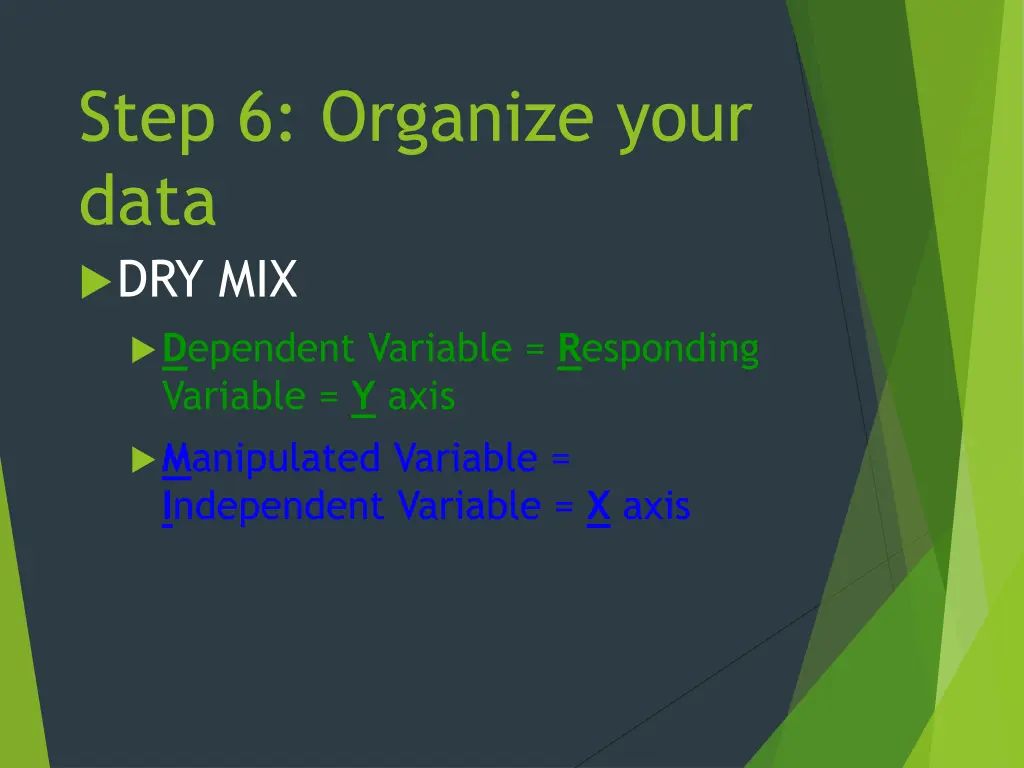 step 6 organize your data dry mix