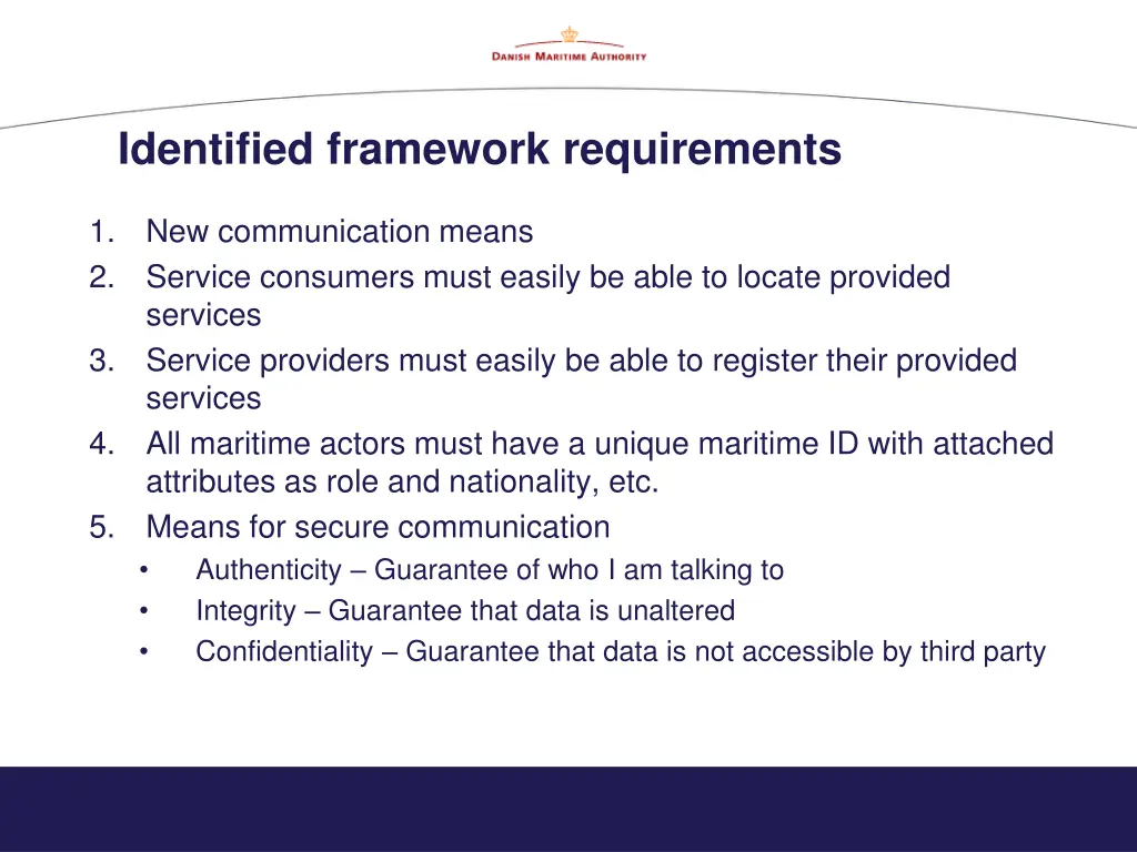 identified framework requirements