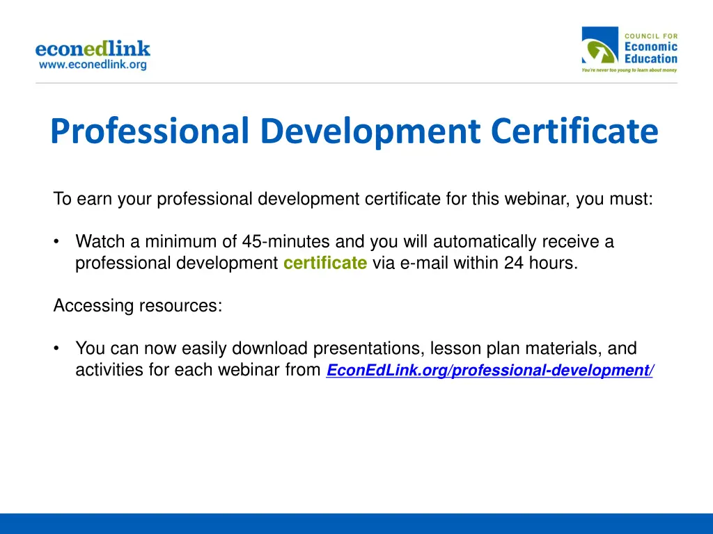 professional development certificate