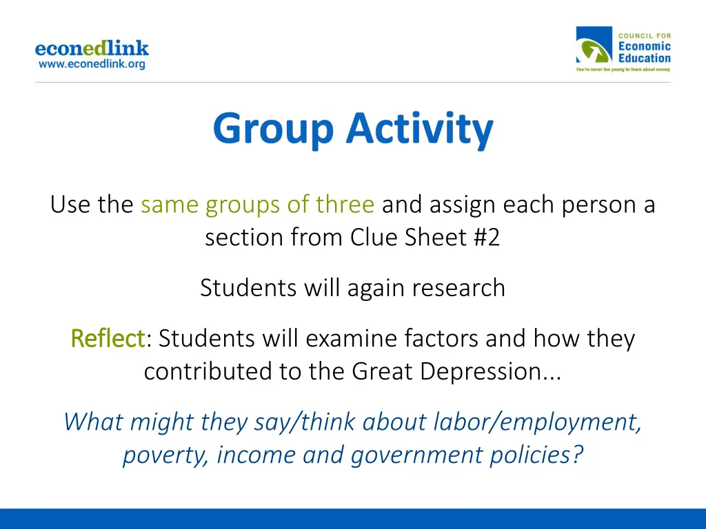 use the same groups of three and assign each