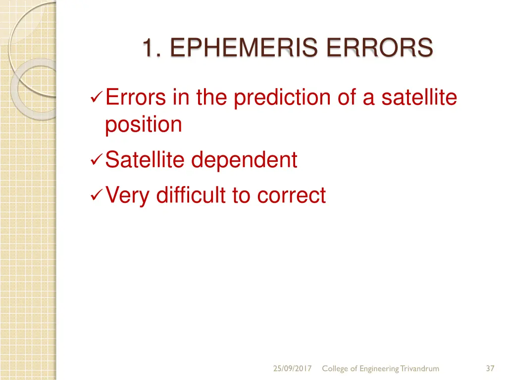 1 ephemeris errors