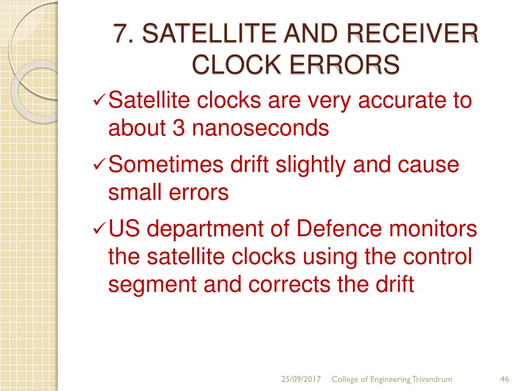 7 satellite and receiver clock errors satellite