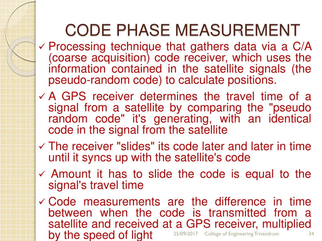 code phase measurement processing technique that