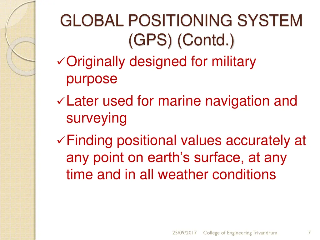 global positioning system gps contd originally