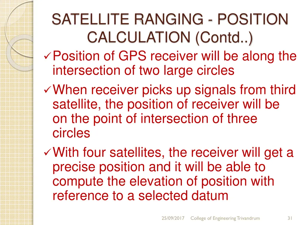 satellite ranging position calculation contd 1