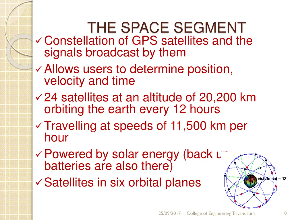 the space segment constellation of gps satellites