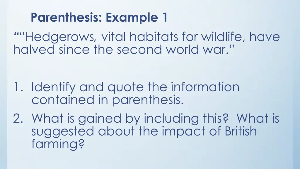 parenthesis example 1 hedgerows vital habitats