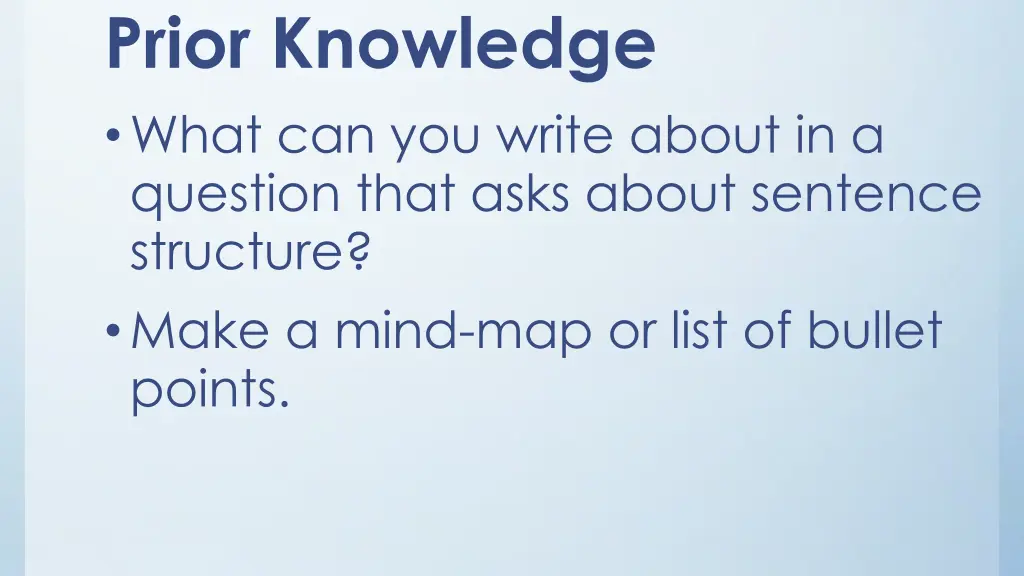 prior knowledge what can you write about