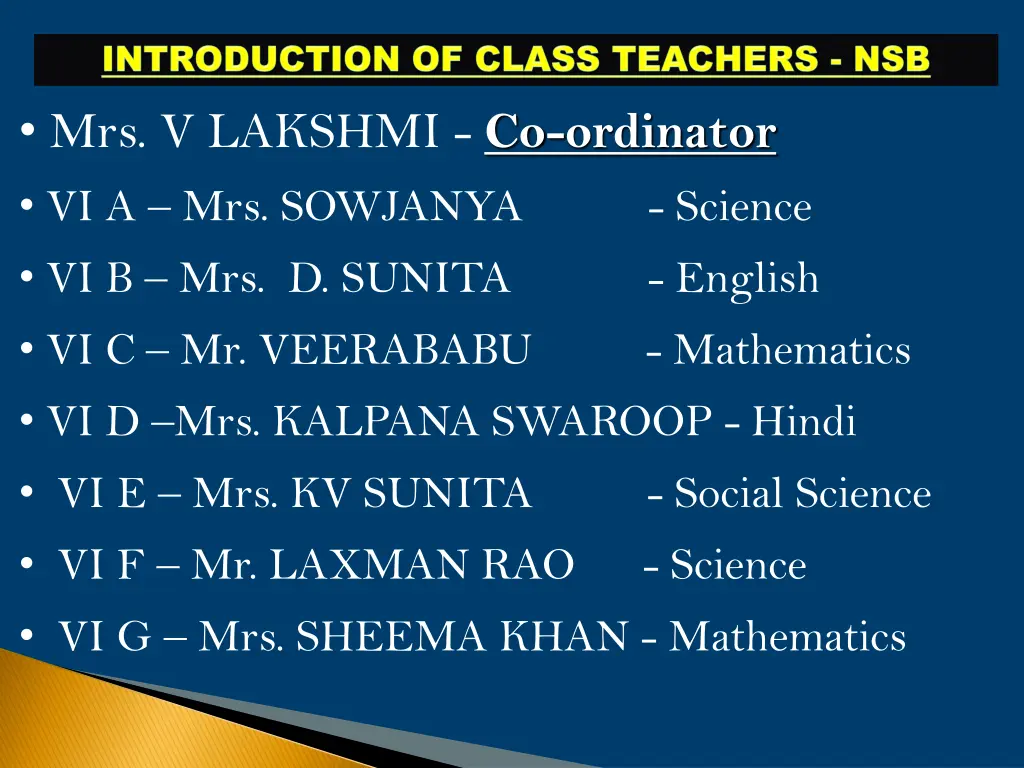 mrs v lakshmi co ordinator vi a mrs sowjanya