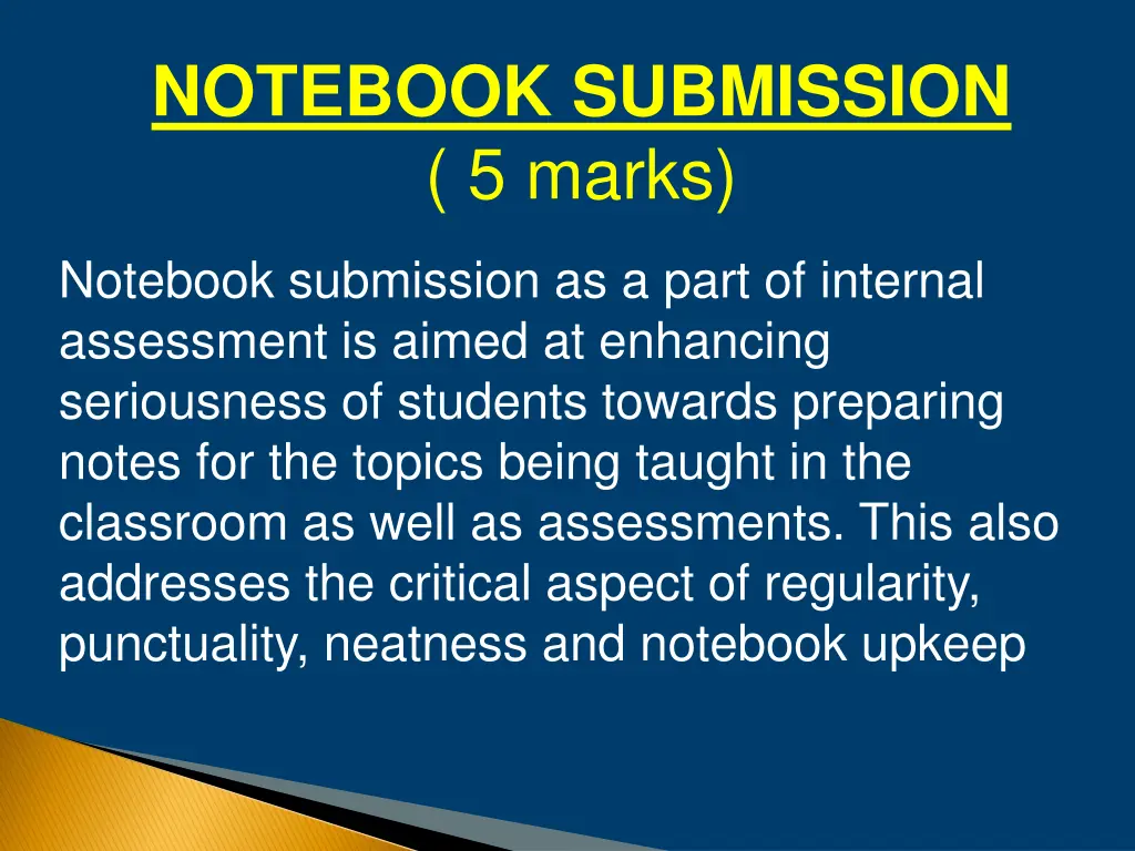 notebook submission 5 marks