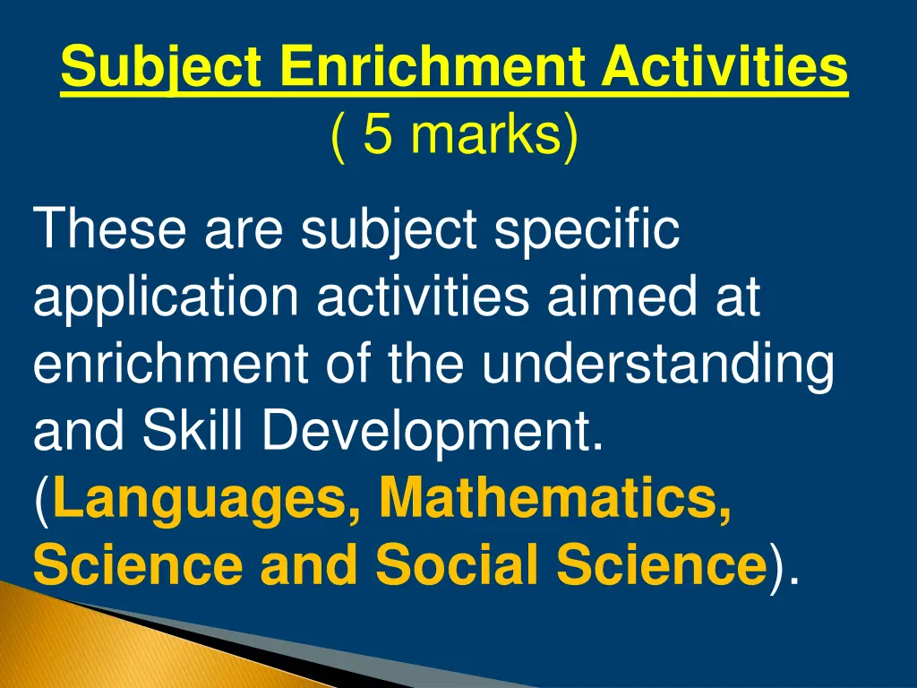 subject enrichment activities 5 marks