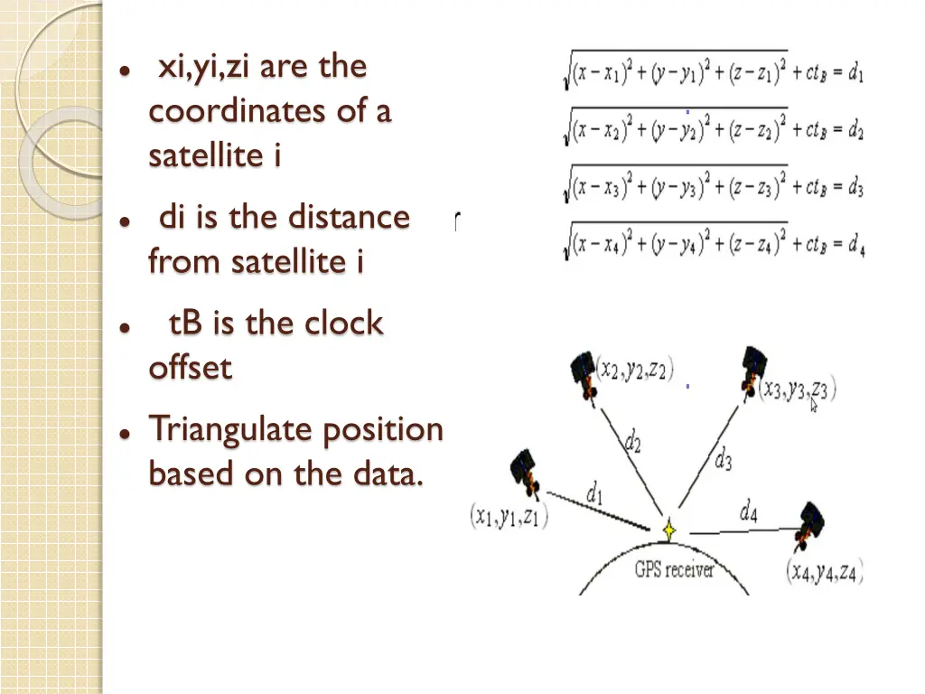 xi yi zi are the coordinates of a satellite i