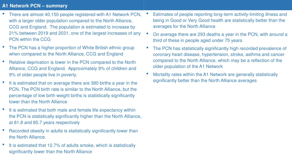 a1 network pcn summary there are almost