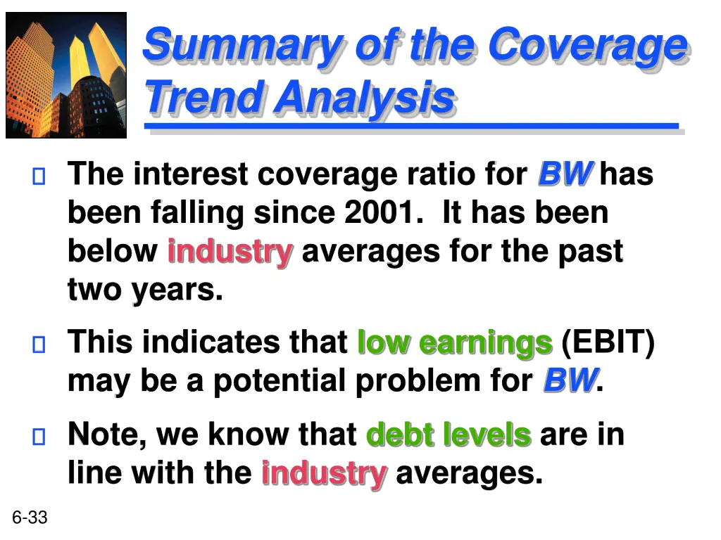 summary of the coverage trend analysis