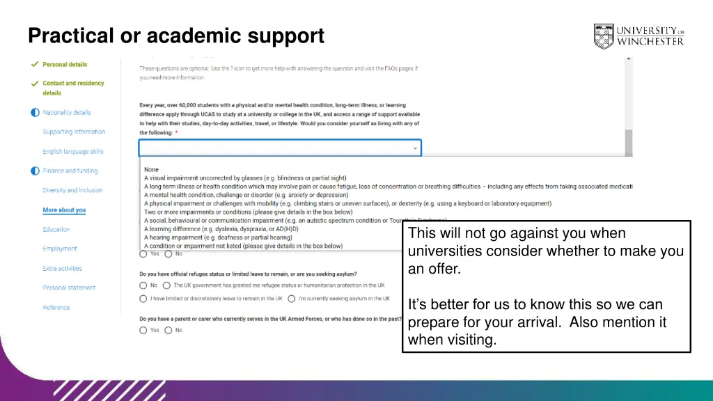 practical or academic support