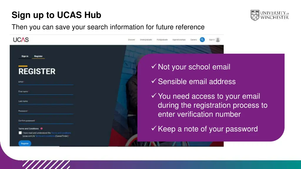 sign up to ucas hub then you can save your search