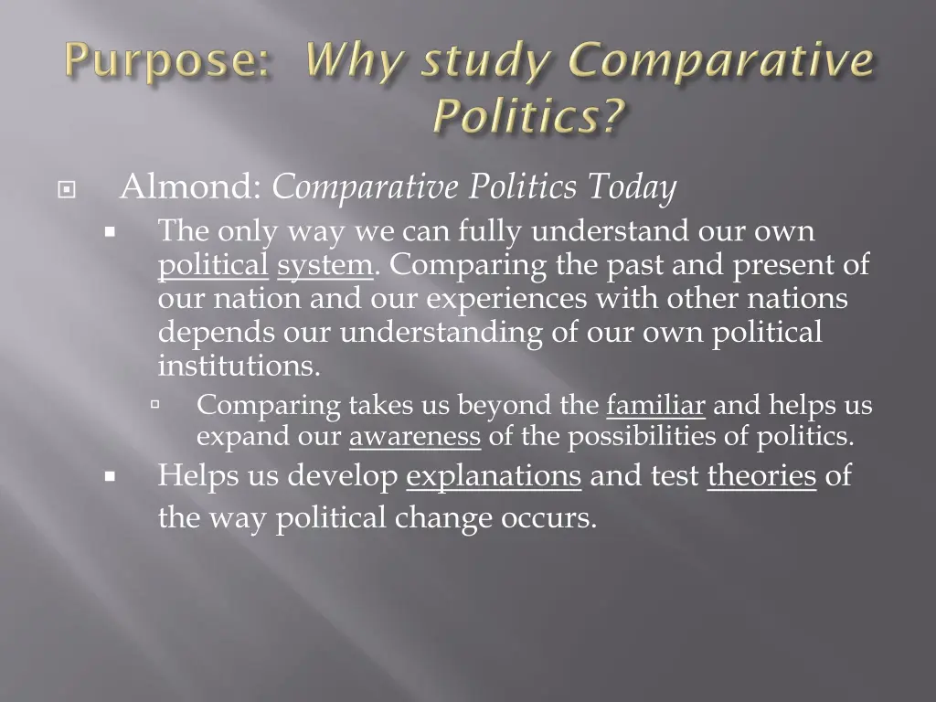 almond comparative politics today the only