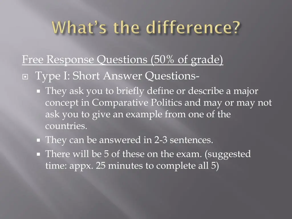 free response questions 50 of grade type i short