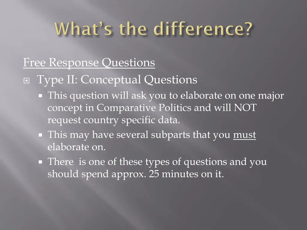 free response questions type ii conceptual