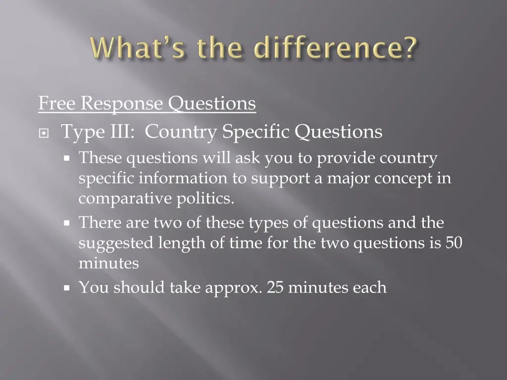 free response questions type iii country specific