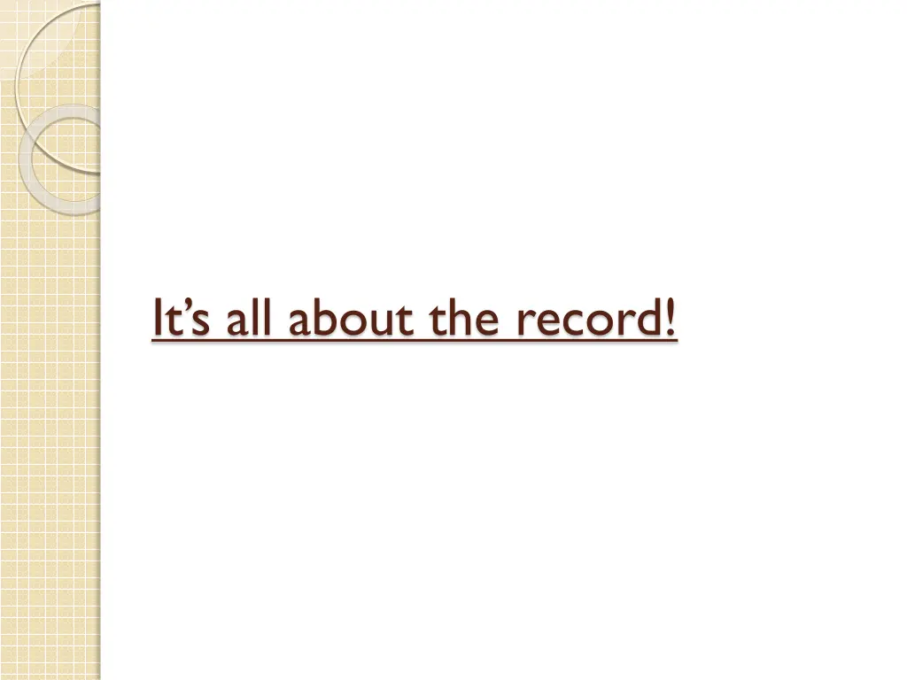 it s all about the record