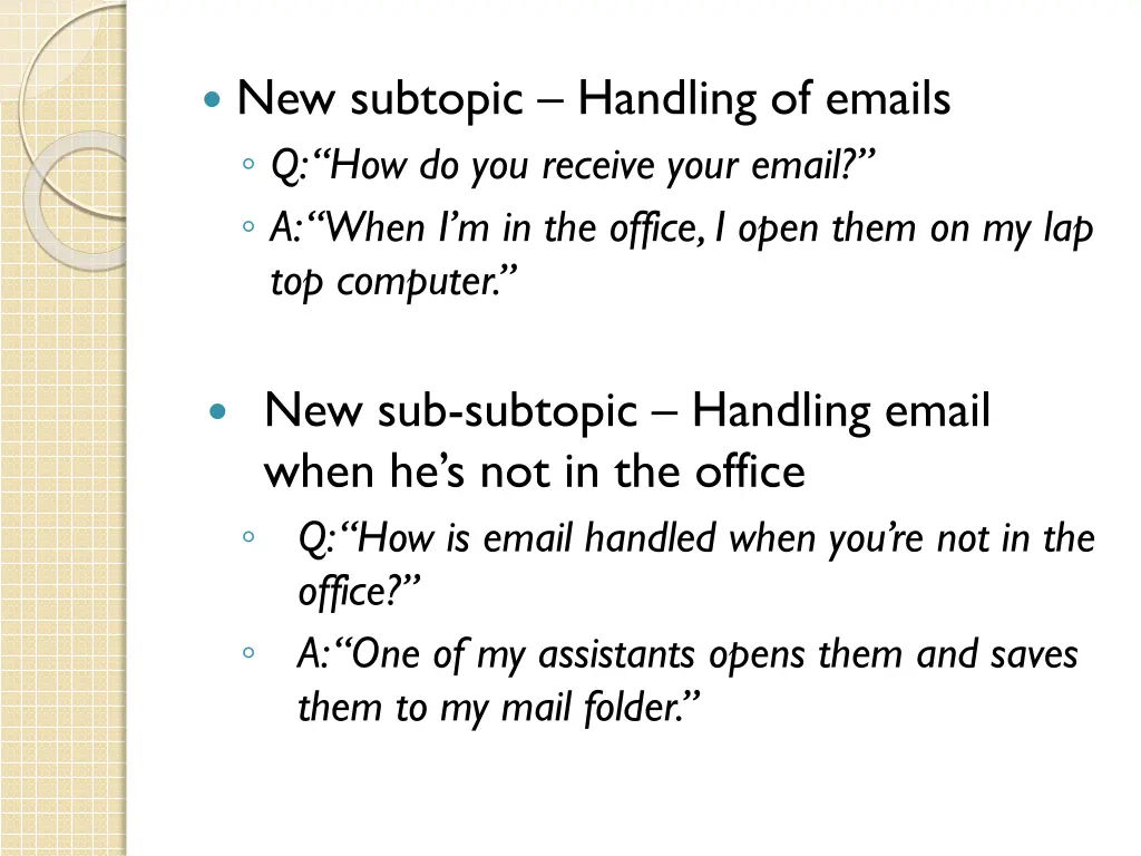 new subtopic handling of emails