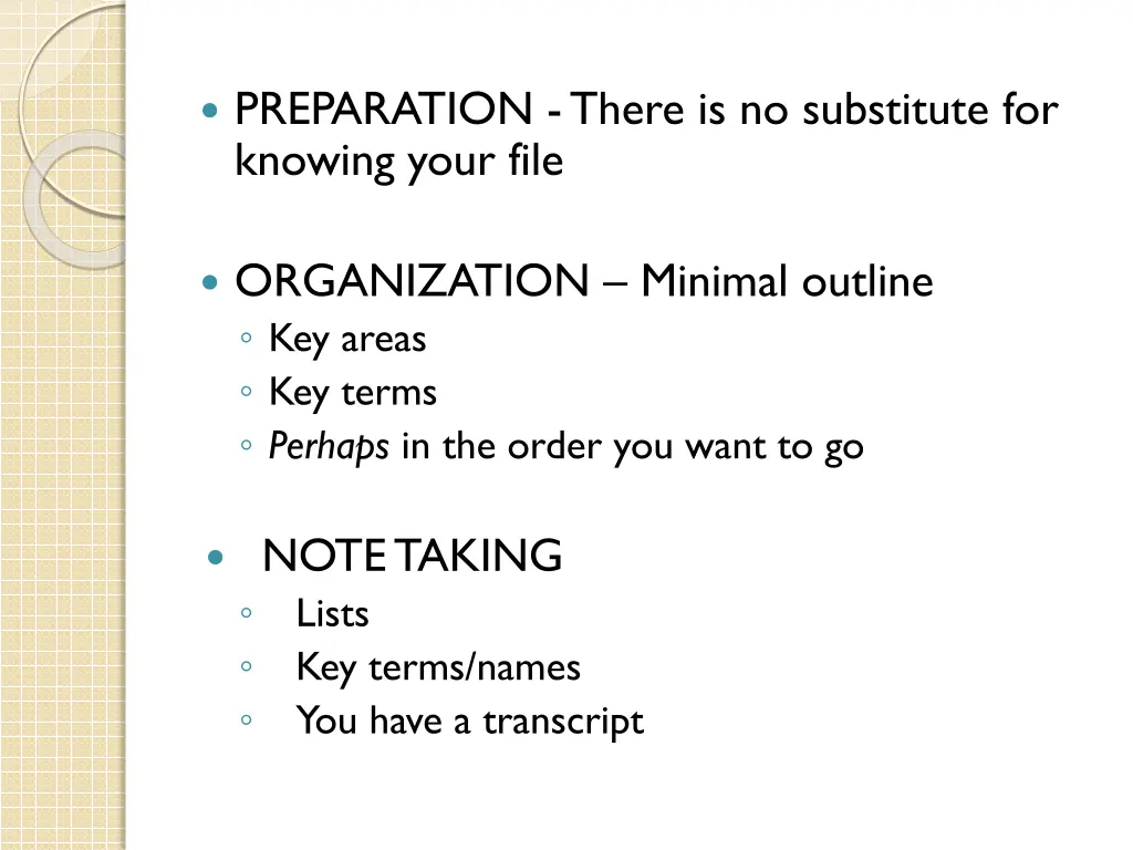 preparation there is no substitute for knowing