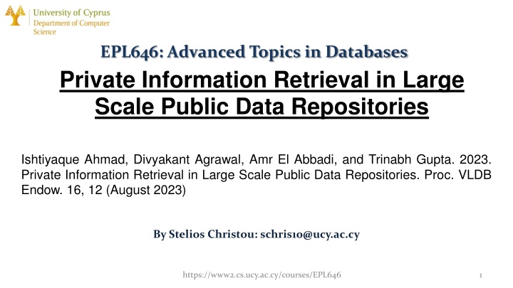 epl646 advanced topics in databases private