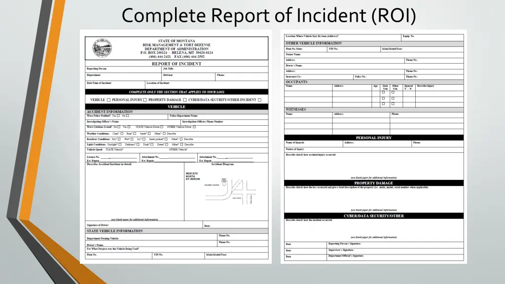 complete report of incident roi