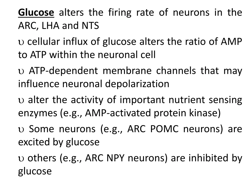 glucose alters the firing rate of neurons