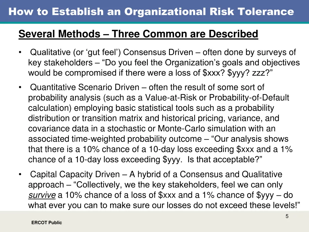 how to establish an organizational risk tolerance