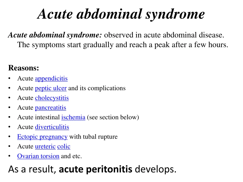 acute abdominal syndrome