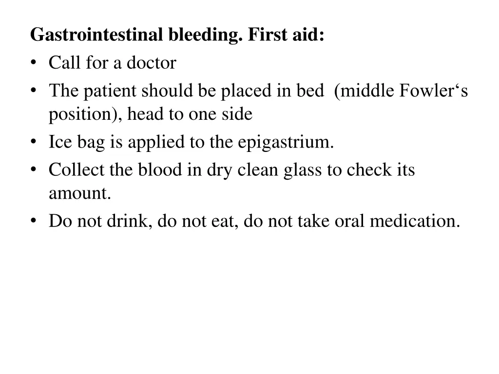 gastrointestinal bleeding first aid call