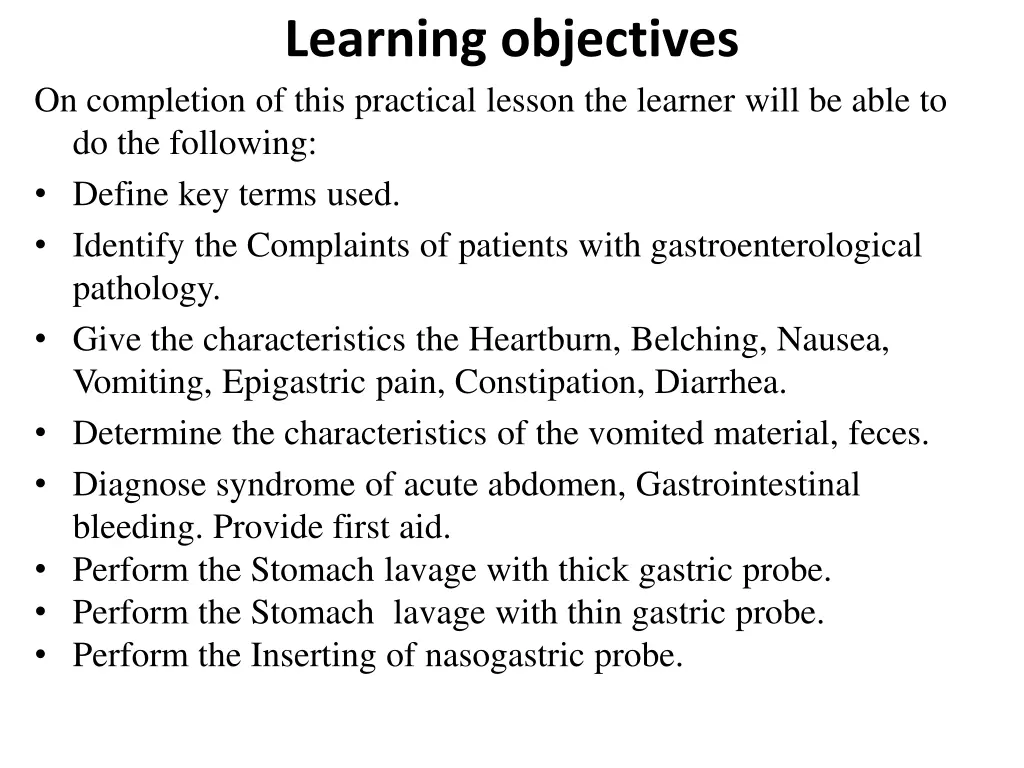 learning objectives