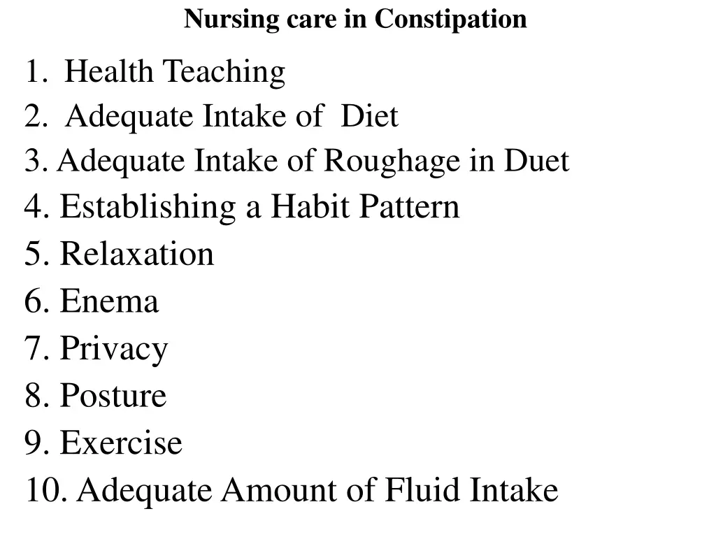 nursing care in constipation