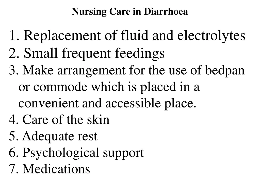 nursing care in diarrhoea