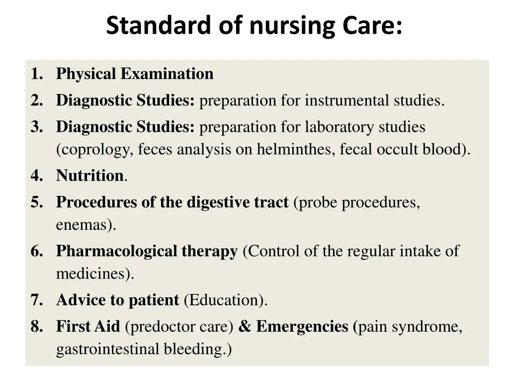 standard of nursing care