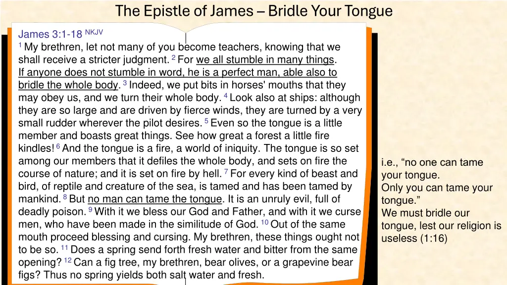 the epistle of james bridle your tongue 11