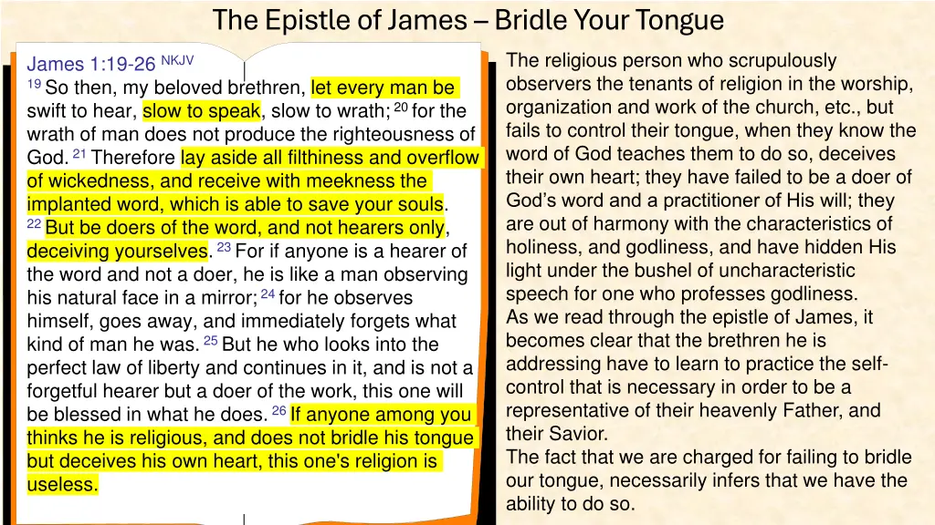 the epistle of james bridle your tongue 6