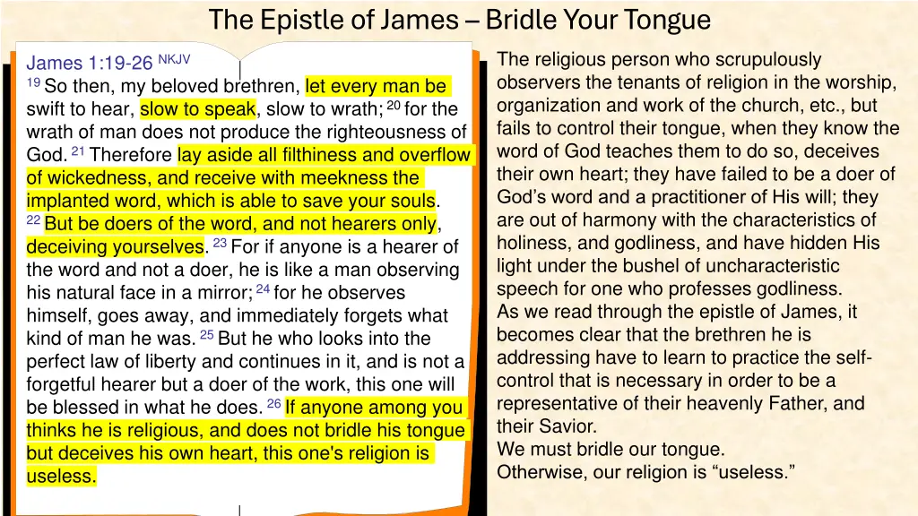 the epistle of james bridle your tongue 7