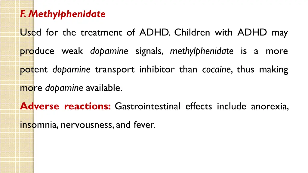 f methylphenidate