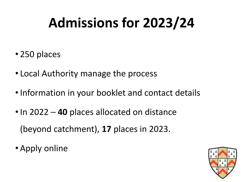 admissions for 2023 24