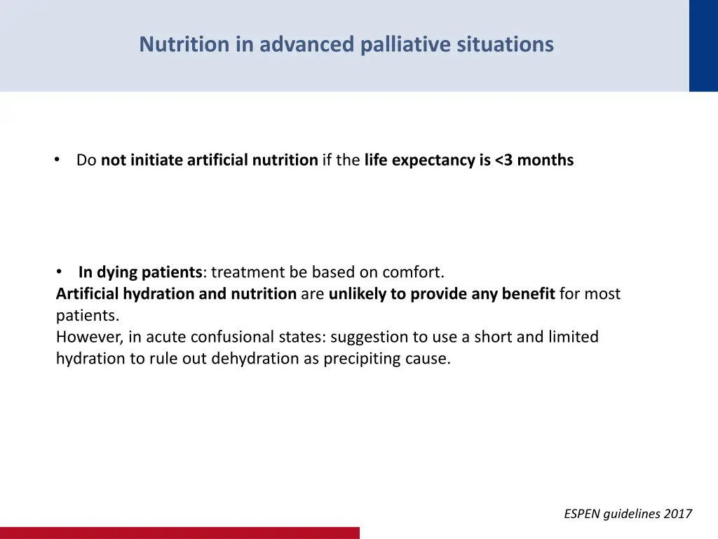 nutrition in advanced palliative situations