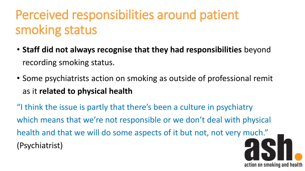 perceived responsibilities around patient