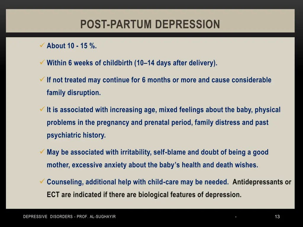 post partum depression