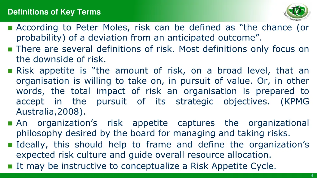 definitions of key terms