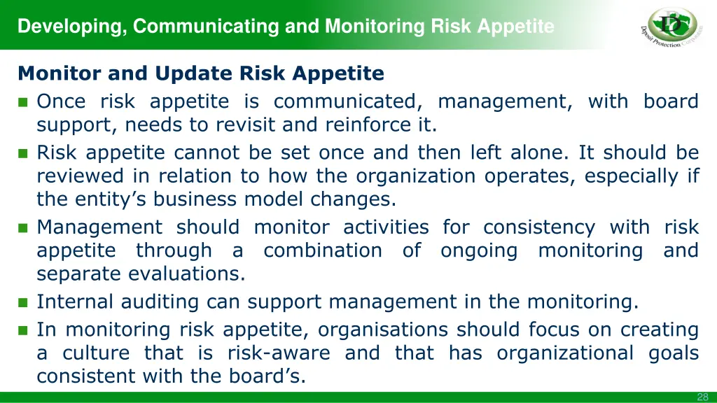 developing communicating and monitoring risk 2