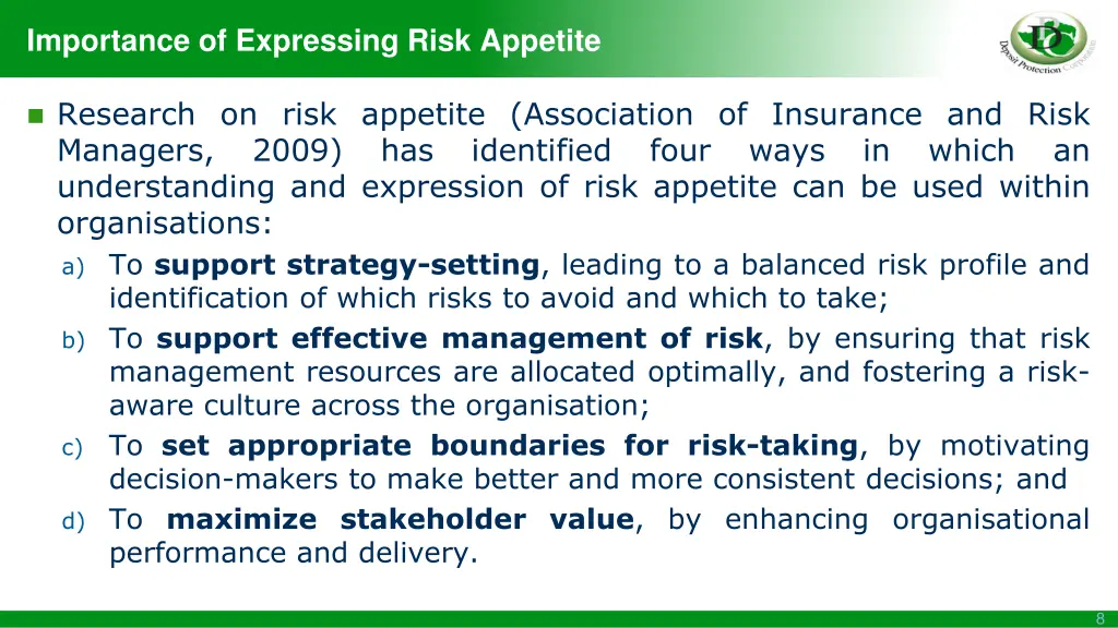 importance of expressing risk appetite