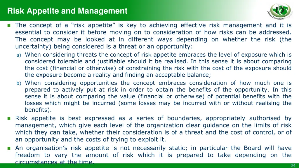 risk appetite and management