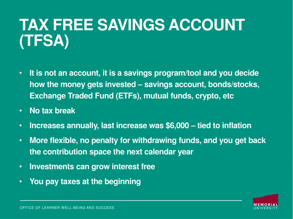 tax free savings account tfsa